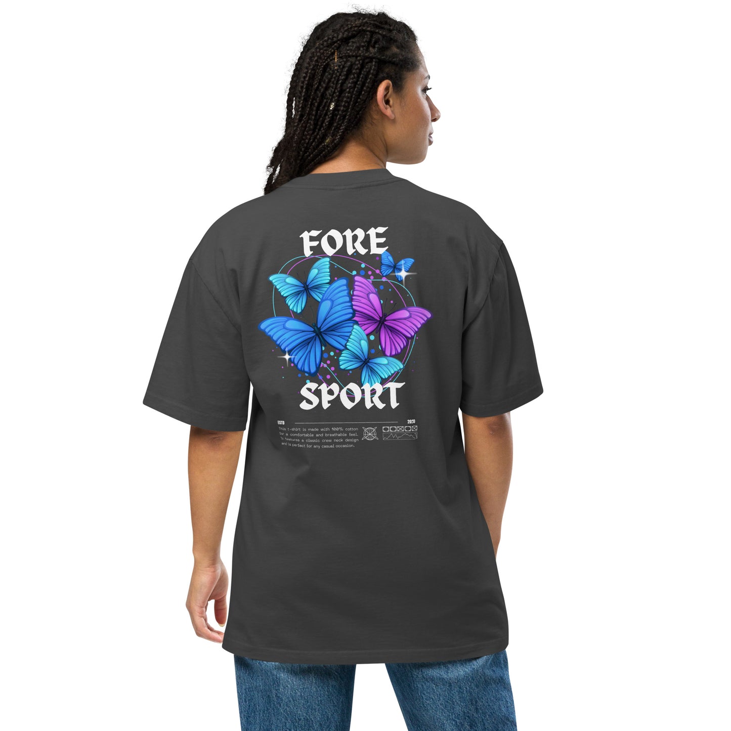 Fore Sport Butterfly Oversized faded t-shirt