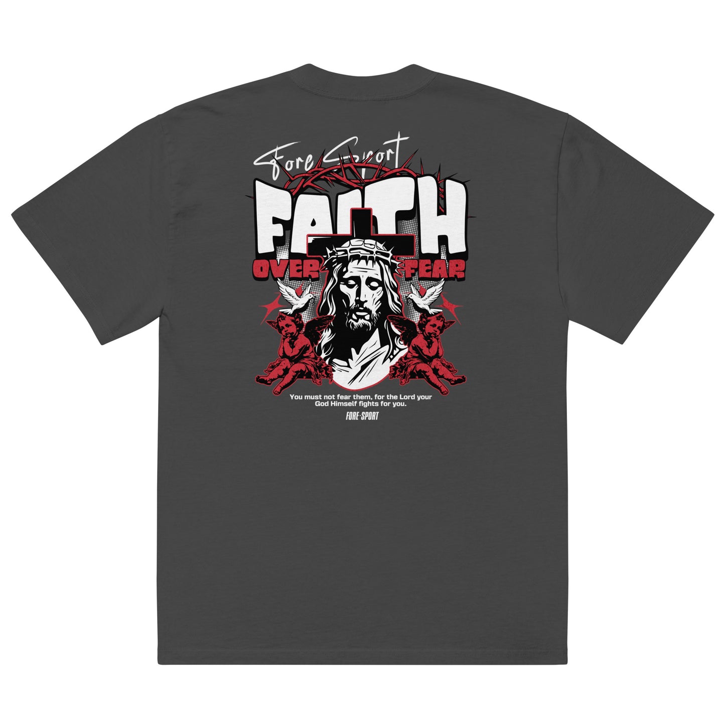 Faith Over Fear Oversized faded t-shirt