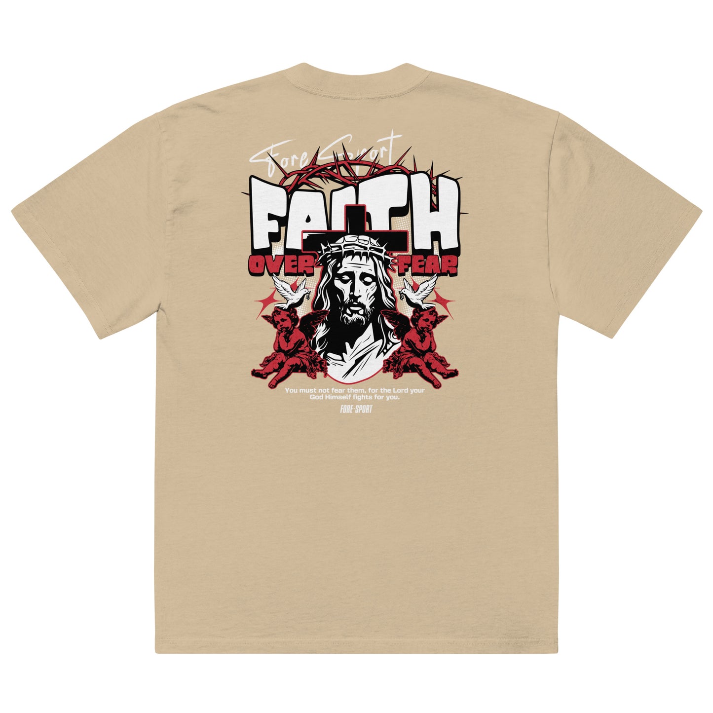 Faith Over Fear Oversized faded t-shirt