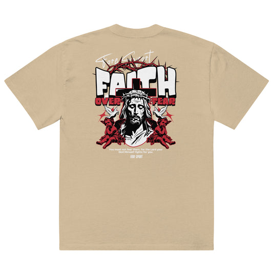 Faith Over Fear Oversized faded t-shirt